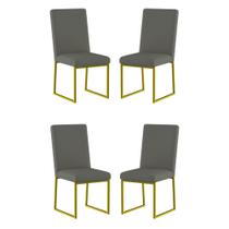 Kit 4 Cadeiras De Jantar Com Base Ferro Dourado Luxo Balaqui