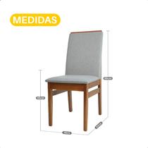Kit 4 Cadeiras de Jantar Cozinha Estofada Tecido Linho Base Madeira Eucalipto Maciça Modelo Veneza