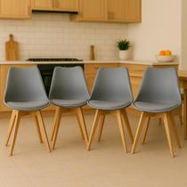 Kit 4 Cadeiras De Jantar Cozinha Saarinen Leda Design Base Madeira Preta