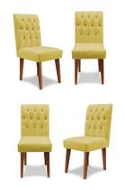 Kit 4 Cadeiras De Jantar Decorativa Gabi Suede Amarelo