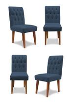 Kit 4 Cadeiras De Jantar Decorativa Gabi Suede Azul Marinho