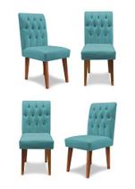 Kit 4 Cadeiras De Jantar Decorativa Gabi Suede Azul Turquesa