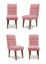 Kit 4 Cadeiras De Jantar Decorativa Gabi Suede Rosa