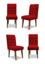 Kit 4 Cadeiras De Jantar Decorativa Gabi Suede Vermelho