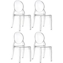 Kit 4 Cadeiras de Jantar Design Ghost Acrílica Transparente