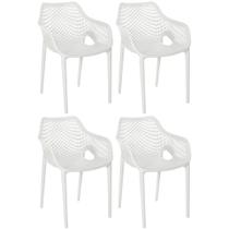 Kit 4 Cadeiras de Jantar Design Suits com Braços Empilhável em Polipropileno - Branco