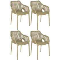 Kit 4 Cadeiras de Jantar Design Suits com Braços Empilhável em Polipropileno - Nude