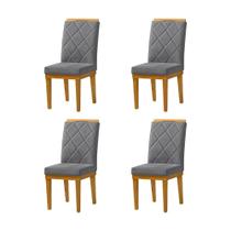 Kit 4 Cadeiras de Jantar Desmontável com Base e Pés em Madeira Maciça Diana 45cm X 100cm Suede Cinza