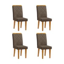 Kit 4 Cadeiras de Jantar Desmontável Pés em Madeira Maciça Diana 45cm X 100cm Suede Marrom