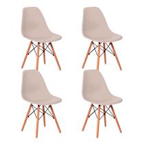 Kit 4 Cadeiras De Jantar Eames Para Escrivaninha Escritório Plástico Pés De Madeira Decoração Mesa - Cores