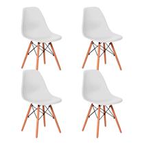 Kit 4 Cadeiras De Jantar Eames Para Escrivaninha Escritório Plástico Pés De Madeira Decoração Mesa - Cores