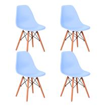 Kit 4 Cadeiras De Jantar Eames Para Escrivaninha Escritório Plástico Pés De Madeira Decoração Mesa - Cores