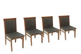 Kit 4 Cadeiras de Jantar em Madeira Maciça Estofada Elys