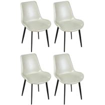 Kit 4 Cadeiras de Jantar Estofada Chicago Base Metal - Branco Kit 4 Cadeiras de Jantar Estofada Chicago Base Metal - Branco