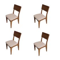 Kit 4 Cadeiras de Jantar Estofada em Madeira Freijo/Cesare Escuro - Floresta Carpintaria