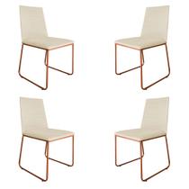 Kit 4 Cadeiras de Jantar Estofada Lille Base Bronze Veludo Bege - Montanaris Decor