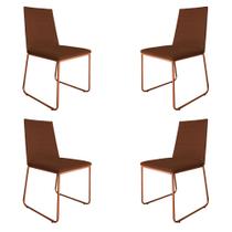 Kit 4 Cadeiras de Jantar Estofada Lille Base Bronze Veludo Terracota - Montanaris Decor