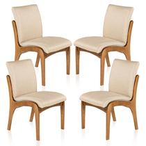 Kit 4 Cadeiras de Jantar Estofada Lisboa 90 x 52 Cm Madeira Maciça Imbuia Linho Bege M58 - RMI Kit 4 Cadeiras de Jantar Estofada Lisboa 90 x 52 Cm Madeira Maciça Imbuia Linho Bege M58 - RMI