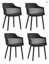 Kit 4 Cadeiras De Jantar Estofada Marcela Montreal Polipropileno Preto