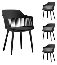 Kit 4 Cadeiras De Jantar Estofada Marcela Montreal Polipropileno Preto