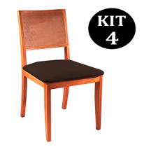 Kit 4 Cadeiras de Jantar Estofada Marrom em Veludo Arsa