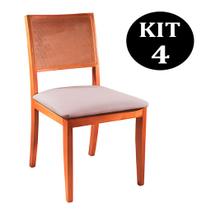 Kit 4 Cadeiras de Jantar Estofada Rosé em Veludo Arsa