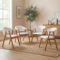 Kit 4 Cadeiras de Jantar Estofadas em Madeira Maciça e material sintético Hibisco