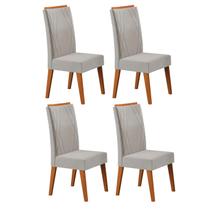 Kit 4 Cadeiras de Jantar Estofadas em Madeira Maciça Vegas Yescasa