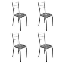 Kit 4 Cadeiras de Jantar Estofadas Kelly Prata Kit 4 Cadeiras de Jantar Estofadas Kelly Prata