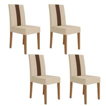 Kit 4 Cadeiras de Jantar Estofadas Lisa material sintético Pés MDF Linea Kit 4 Cadeiras de Jantar Estofadas Lisa material sintético Pés MDF Linea