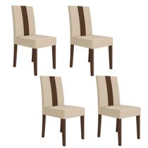 Kit 4 Cadeiras de Jantar Estofadas Lisa material sintético Pés MDF Linea Kit 4 Cadeiras de Jantar Estofadas Lisa material sintético Pés MDF Linea