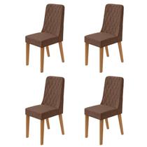 Kit 4 Cadeiras de Jantar Estofadas Luar Marrom Amêndoa/Morano Avelâ Kit 4 Cadeiras de Jantar Estofadas Luar Marrom Amêndoa/Morano Avelâ