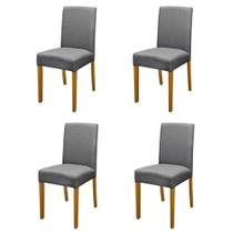Kit 4 Cadeiras De Jantar Estofadas Madeira Maciça Multimóveis Cr15021 Madeirado-Cinza Kit 4 Cadeiras De Jantar Estofadas Madeira Maciça Multimóveis Cr15021 Madeirado-Cinza