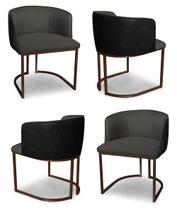 Kit 4 Cadeiras De Jantar Florença Compose Linho Grafite e material sintético Preto - Meu Lar Decorações