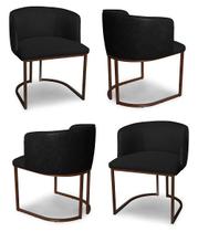 Kit 4 Cadeiras De Jantar Florença Compose Linho Preto e material sintético Preto - Meu Lar Decorações