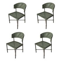 Kit 4 Cadeiras de Jantar Hortz em Alumínio Rami Corda Naútica Verde Musgo Kit 4 Cadeiras de Jantar Hortz em Alumínio Rami Corda Naútica Verde Musgo