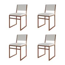 Kit 4 Cadeiras De Jantar Industrial Isa Assento material sintético Branco Base Cobre