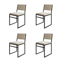 Kit 4 Cadeiras de Jantar Industrial Isa Assento Veludo Bege para Mesa Sala Cozinha Decor - Bege Kit 4 Cadeiras de Jantar Industrial Isa Assento Veludo Bege para Mesa Sala Cozinha Decor - Bege