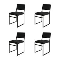 Kit 4 Cadeiras De Jantar Industrial Isa Assento Veludo Preto