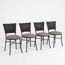 Kit 4 Cadeiras de Jantar Junco Sala de Estar Cozinha Acento Estofado Confortável Resistente Heloisa CorChocolate Mescladoed Kit 4 Cadeiras de Jantar Junco Sala de Estar Cozinha Acento Estofado Confortável Resistente Heloisa CorChocolate Mescladoed