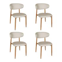 Kit 4 Cadeiras de Jantar Lucy Estrutura Aço Carbono Laminado Natural com Estofado Linho Cru