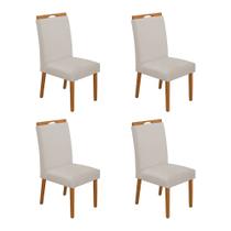 Kit 4 Cadeiras de Jantar Madeira Maciça Cerejeira Premium Heloísa Veludo Bege