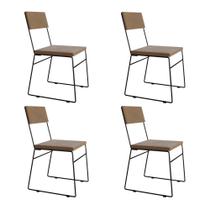 Kit 4 Cadeiras de Jantar Málaga Assento Veludo Marrom Kit 4 Cadeiras de Jantar Málaga Assento Veludo Marrom