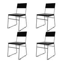 Kit 4 Cadeiras de Jantar Málaga material sintético Preto para Mesa Sala Cozinha Fácil Limpeza Conforto - Preto