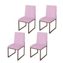Kit 4 Cadeiras de Jantar Metálica Bronze com Suede Rosa Bebê Garden - Mafer Kit 4 Cadeiras de Jantar Metálica Bronze com Suede Rosa Bebê Garden - Mafer