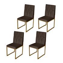 Kit 4 Cadeiras de Jantar Metálica Dourado com Suede Marrom Malta - Mafer Kit 4 Cadeiras de Jantar Metálica Dourado com Suede Marrom Malta - Mafer