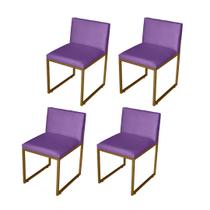 Kit 4 Cadeiras de Jantar Metálica Dourado com Suede Roxo Vittar - Mafer Kit 4 Cadeiras de Jantar Metálica Dourado com Suede Roxo Vittar - Mafer