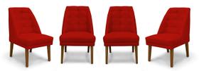 Kit 4 Cadeiras De Jantar Paris Suede Vermelho - Meular Decor