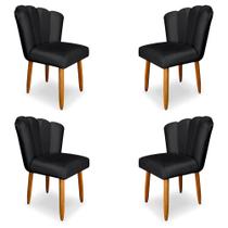 Kit 4 Cadeiras de Jantar Pétala Estofada Pés Palito Veludo Cinza Escuro - Montanaris Decor Kit 4 Cadeiras de Jantar Pétala Estofada Pés Palito Veludo Cinza Escuro - Montanaris Decor