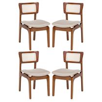 Kit 4 Cadeiras de Jantar Portugal em Madeira Imbuia Encosto Tela Rattan Linho Bege M58 Kit 4 Cadeiras de Jantar Portugal em Madeira Imbuia Encosto Tela Rattan Linho Bege M58